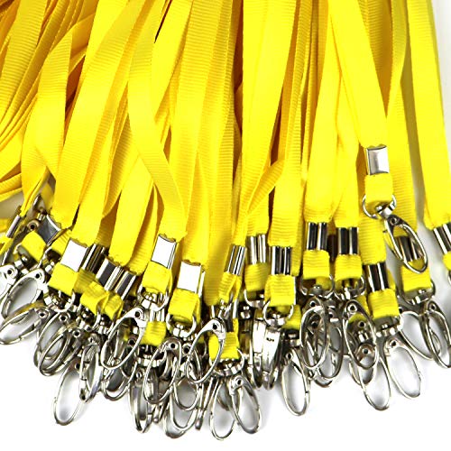 Lanyards for Id Badges Nylon Cruise Lanyard Swivel Hooks Clips Woven/Men Neck Flat lanyards with Clip for ID Name Tags Badge Holders Durable Bulk Lanyards (50Pack, Yellow)