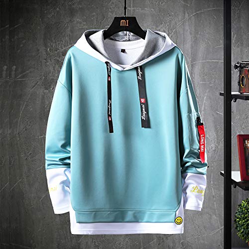 Ustzftbcl Men's Hoodies Men Patchwork Sweatshirt Male Harajuku Japanese Streetwear Hip Hop Oversized Hoodie Men Black M #TOP4