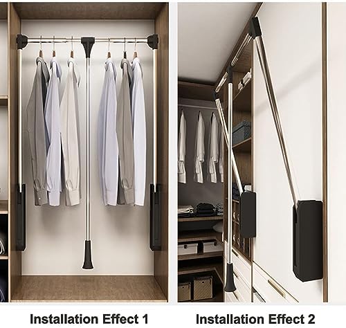 Adjustable Heavy Duty Pull Down Closet Rod - Premium Polished Chrome Hanger for Wardrobe Storage Organizer System, Ideal for Hanging Clothes and Maximizing Space