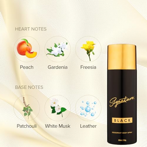 Image of Signature Deodorant Body Spray - Black | Floral Aromatic Long Lasting Fragrance | For Everyday Use | Skin Friendly Deo | For Men | Pack of 1 (200 ML)