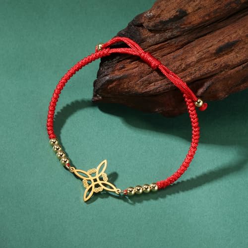 EUEAVAN Delicate Celtic Witch's Knot Bracelet Amulet Cutout Four Corners Charm Irish Wiccan Vintage Jewelry Gift Women4