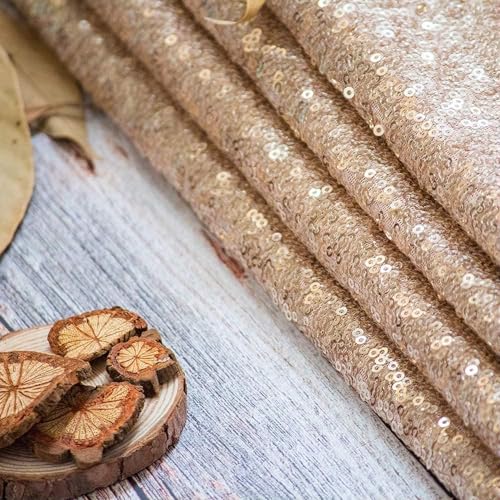 HMQIANG Champagne Sequin Tablecloth 70 Inch Round Sparkly Glitter Table Cover Overlays for Round Tables Wedding Bridal Shower Birthday Party Prom Decorations by HMQIANG - Image 2