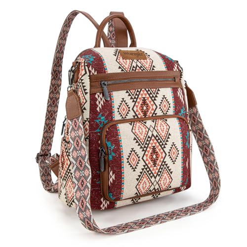 Montana West Wrangler Convertible Backpack Purse for Women Western Aztec Backpack Travel Bags WG213-9110BR