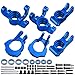 FriHobby Aluminum Front Spindle and Carrier Set Steering Blocks Knuckles & Rear Hub Set Stub Axle Carriers for 1/10 Losi Tenacity TT Pro 4WD SCT DB Pro Lasernut U4, Replaces LOS234018 LOS234020 (Blue)
