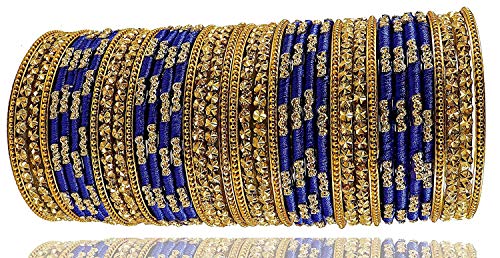 Image of NMII Acrylic (Plastic) With Silk Thread & Beads Studded Worked Glossy Finished Kada Set For Women and Girls