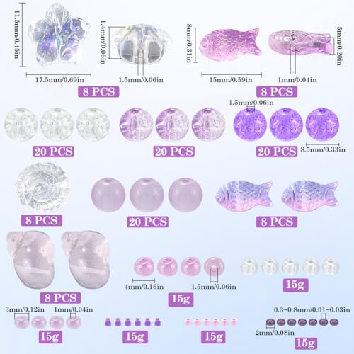 SUNNYCLUE 1 Box 3000+Pcs Summer Beads Kit Glass Fish Beads Starfish Beaded Purple Round Glass Bead Ocean Sea Animal Bead Hawaii Spacer Beaded for Jewellery Making DIY Bracelets Earrings Necklaces - Image 2