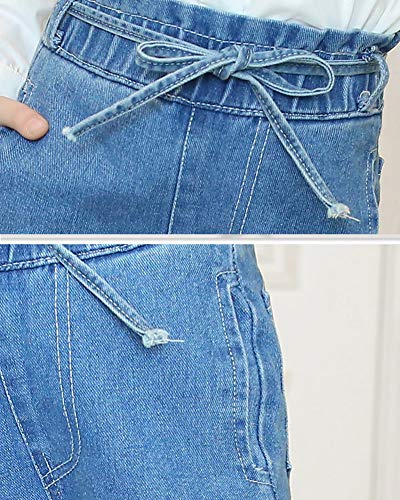 Girls' Bell Bottom Jeans with Drawstring Wide Leg Denim Pants4