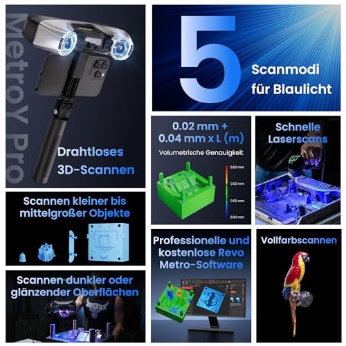 Revopoint MetroY Pro – Industrieller Blaulaser‑Scanner