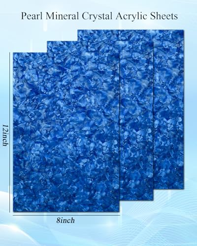 Image of TOEPODO Pearl Mineral Crystal Acrylic Sheets 1 /8 Thick Cast Acrylic Opaque Plastic Panels for Laser Cutting Crafting DIY Home /Festival Decore (3,Blue, 8x12 Inch)