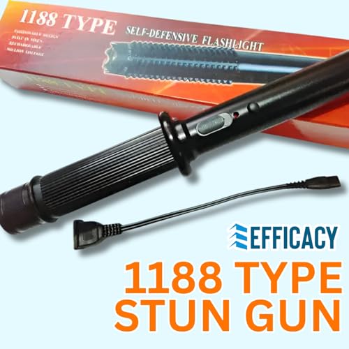 Image of EFFICACY 1188 Type Rechargeable LED Flashlight - High Brightness Torch with Grip Handle & Charging Cable