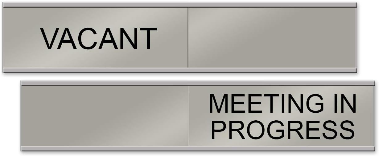 Vacant/Meeting In Progress Slider Sign, 10" x 2" (Silver)