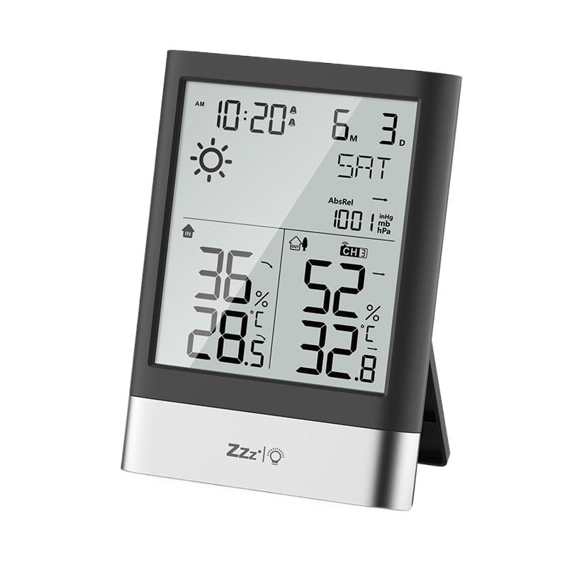 ABS Multifunctional The Thermometer Hygrometer with an Outdoor Unit Weather Clock