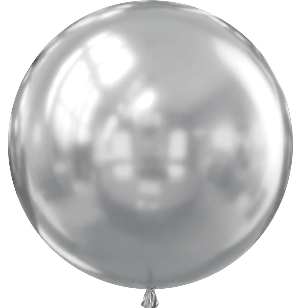 ADOINBY 36 Inch Metallic Silver Balloons, 9Pcs Giant Silver Balloons Jumbo Large Thick Big Latex Balloons for Birthday Baby Shower Wedding Anniversary
