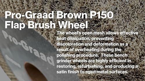Image of 8 inch x 1 inch Brown P150 Cut & Polish Non-Woven Bench Grinder Polishing Burnishing Satin Finishing Flap Brush Wheel, Aluminum Copper Metal Golf Club Refurb, Compatible for 1 /2 inch, 5 /8 inch, 3 /4 inch Arbor