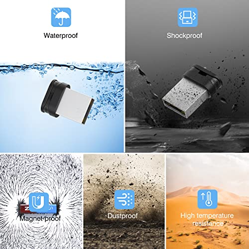 Image of K&ZZ 32GB Ultra Slim Flash Drive 5 Pack 32 GB Mini USB Flash Drives with Portable Lanyard 32G Small Memory Stick USB Drive Thumb Drives, Black
