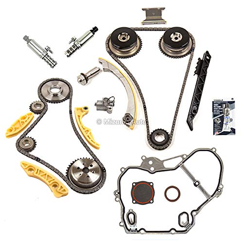 Mizumo Auto MA-9761252556 Timing Chain Kit VCT Selenoid Actuator Gear Cover Gasket Compatible With For GM Ecotec 2.0L 2.4L