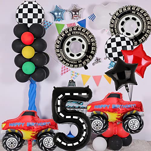 Monster Truck Party Decorations, 9Pcs Monster Truck Birthday Number Foil Balloon For Monster Truck 4Th Birthday Race Car Theme Party Supplies (4Th) #TOP4