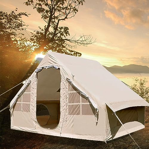 Tenda Da Campeggio Gonfiabile 4-8 Posti – 12 M², Impermeabile 3000 Mm, 4 Stagioni – Con Pompa Ad Aria, Finestre Panoramiche E Aperture Di Ventilazione – Rifugio Veloce Per Famiglie