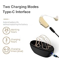 Vista 4 de Aparatos auditivos para adultos mayores recargables con cancelación de ruido, amplificador de audición detrás de la oreja para pérdida auditiva