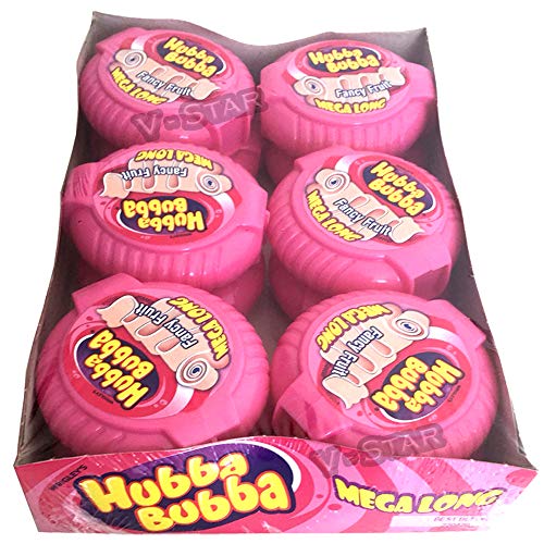 WRIGLEY'S HUBBA BUBBA FANCY FRUIT MEGA LONG TAPE BUBBLEGUM 12 PACK FULL BOX