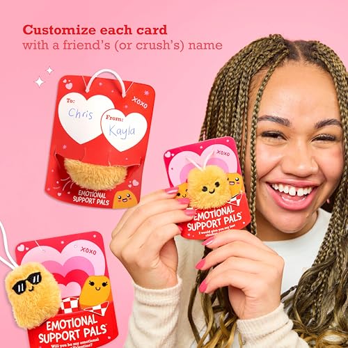Image of Emotional Support V-Day Nugget Cards by Relatable, Valentine's Plush, Perfect Valentines Gifts for Kids Classroom or Gift for Work Friends, Includes 10 Plushies with 10 Cards and a Carrying Case