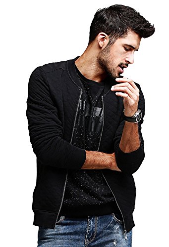 Image of fanideaz Men's Full Sleeve Cotton Diamond Cut Bomber Jacket With Side Pockets