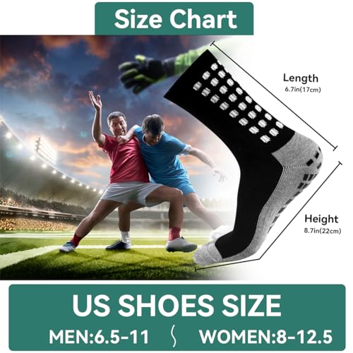 ZXOLDZX 2/4/6 Pairs Men\'s Soccer Socks Grip Pads Non Slip Football Baseball Soccer Socks for Men Women (2 Pairs/Black White)