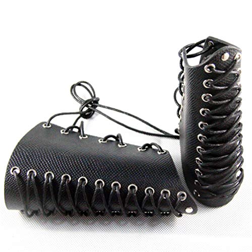 Amosfun Protetor de braço de couro punk pulseira de pulso vintage tecelagem para cosplay fantasia de