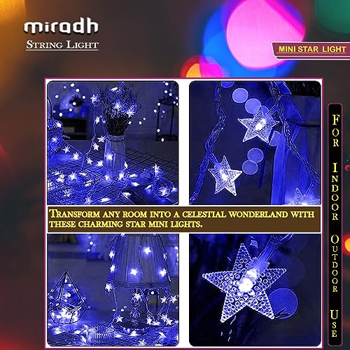 Image of MIRADH 14 Star Shape String Led Light 3 Meter led Lights for Home Decoration Plug in Fairy String Lights, Diwali Lights for Decoration for Home Still Mode Only Strip Lights (14 Star Blue)
