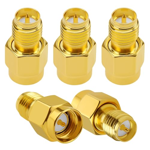 KUOQIY 5 PCS SMA Male to RP-SMA Female Adaptor, SMA Coaxial Coax Adapter Connector, for WiFi Antenna FPV, Goggles, Router