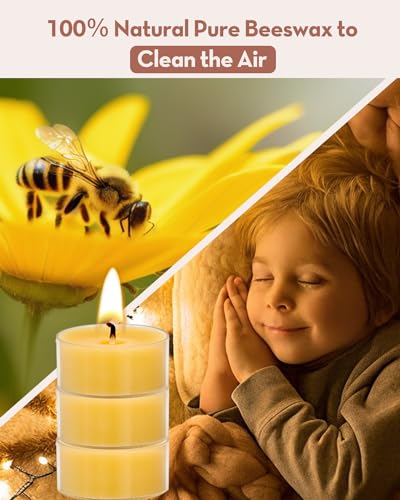 Ashlux Beeswax Tea Candle丨Ashlux 100% Natural Beeswax Tealight Candles丨20Pcs Home Bulk Beeswax Candles丨No Scent thumb #2