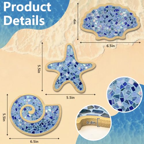 6 Sets DIY Ocean Mosaic Tiles for Crafts, Mixed Color Glass Mosaic Kits - image 2
