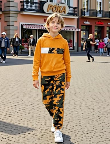 Image of Boys Clothes Boy Outfits 2-Piece Long Sleeve Hoodie and Camouflage Pants Boys Fall Winter Clothes for 6-16 Years