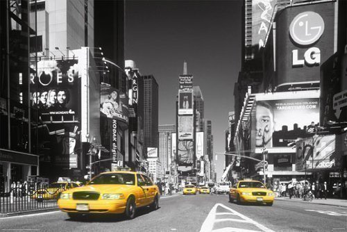 Grand poster New York Times Square jaune 91x61 affiche murale plastifiée