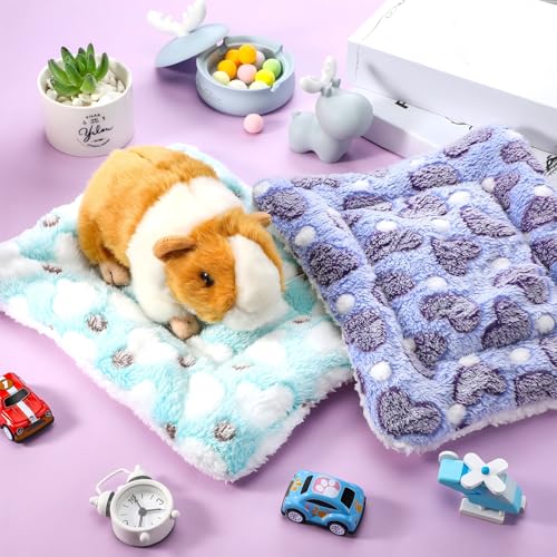 Jetec 3 Pcs Bunny Guinea Pig Beds Soft Bunny Mats Warm Guinea Pig Mat Small Animal Bed Pads Fleece Sleeping Pads for Indoor Rabbit Hamster Squirrel Hedgehog Chinchilla(Fleece,Heart,Purple) - Image 5