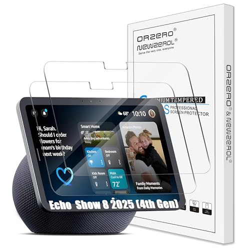 Image of 2 Pack) Orzero Tempered Glass Screen Protector for Echo Show 8 2025 (4th Gen) 8.7 inch / XiaoDu K16 - 9H Hardness Anti-Scratch Shield, Ultra-Thin HD Clarity for Smart Kitchen Displays, Bubble-Free Installation Kit
