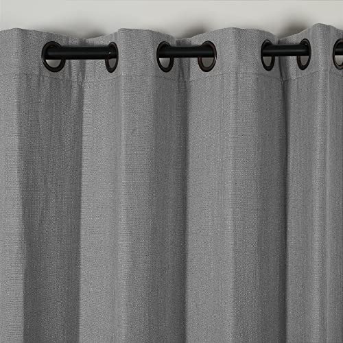 Twopages Room Darkening Grommet Window Curtain Drape, Solid Faux Linen Look Privacy Curtain Panel For Living Room Bedroom Sliding Glass Door, 84 X 86 Inch Length, Gray, 1 Panel #TOP1