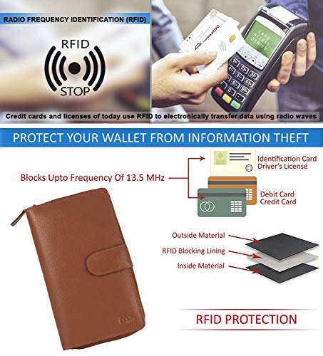 Image of Big Fat RFID Blocking Leather Organizer Checkbook Wallets For Women - Clutch