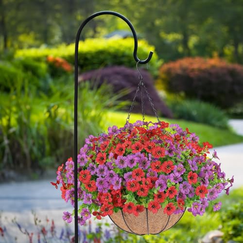 2 Set Artificial Flowers Hanging Plants in Basket,Artificial Hanging Flowers for Outdoor Indoor Decor,UV Resistant hanging Baskets with Fake Flowers for Spring Summer Patio Garden Porch Deck Decor by AGIRL - Image 6