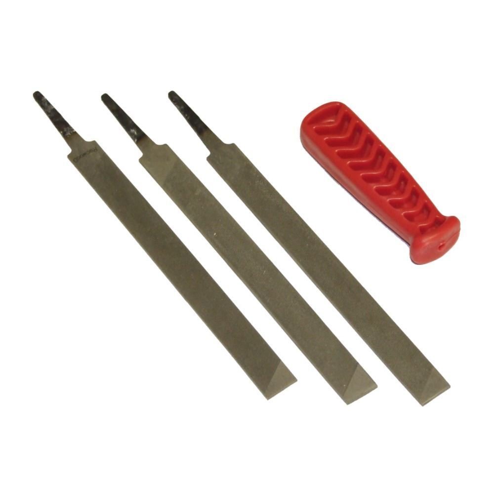 RocwooD 3 x Flat File For Chainsaw Saw Chain 150MM & Handle To Sharpen Depth Gauge