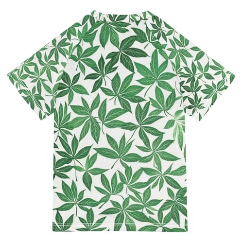 Kids Swimsuit Green Leaf Plant Sunscreen T-Shirts Swimwear Sets UPF 50+2