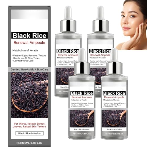 Black Rice - Suero facial para piel desigual, suave e hidratante, cuidado diario ligero, no ácido, para pieles sensibles, 100 ml (4 unidades)