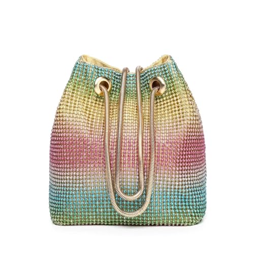 Vgift Rhinestone Purse, Evening Bags for Women, Dress Clutch Cross Body Handbags for Prom Formal Party, Rainbow
