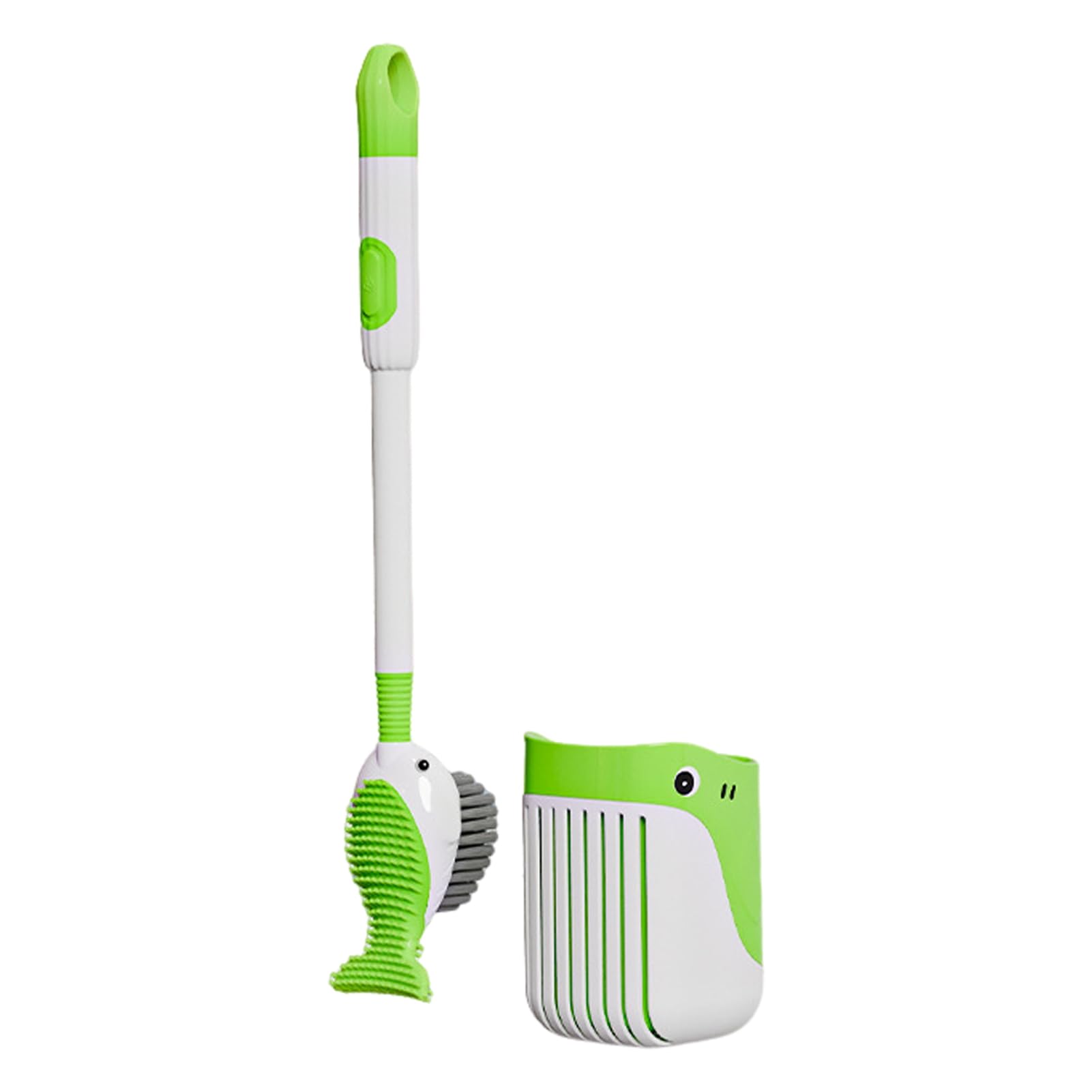 Wilitto Green Diving Whale Toilet Brush With Spray Silicone Bathroom Toilet Brush And Wall Holder Set, Silicone Scrubbers Brush Head Toilet Cleaning Scrubber Brush Wall Toilet Accessories