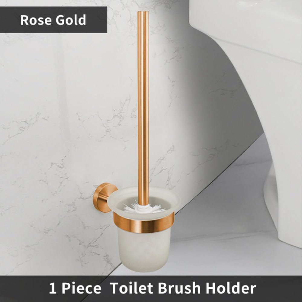 Accesorios de baño de Oro Rosa Cepillado, Soporte para Papel higiénico, toallero, Ganchos para Barra, Soporte para Cepillo de Dientes de Acero Inoxidable, Soporte para Cepillo de baño