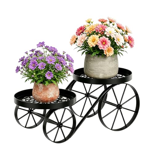 WELUKGUUD Metal Plant Stand Indoor Outdoor, 2-Tier Flower Pot Holder