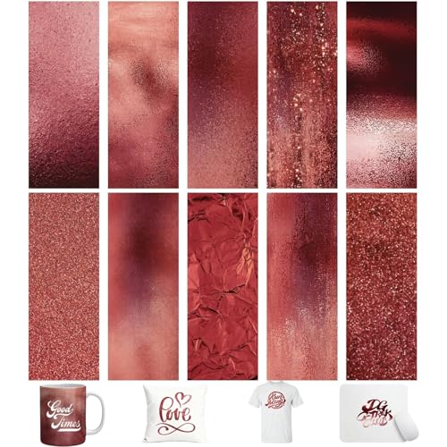 TriUnytion Infusible Transfer Ink Sheets 10 Stück/Set Vorgefärbtes Sublimationspapier 11 5 x 30 5 cm Unschmelzbare Tintenblätter Transferpapier für T-Shirt Tasse Untersetzer (Roségold)