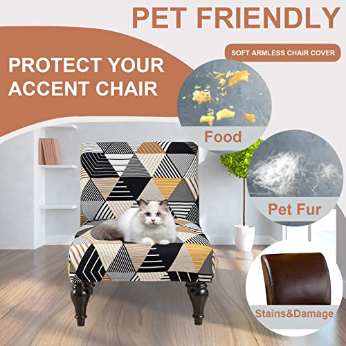 Image of Eco-Ancheng Armless Chair Slipcover Removable Armless Accent Chairs Covers Washable Armless Slipper Chair Slipcover Printed Armless Chair Furniture Protector Covers for Living Dining Room Hotel