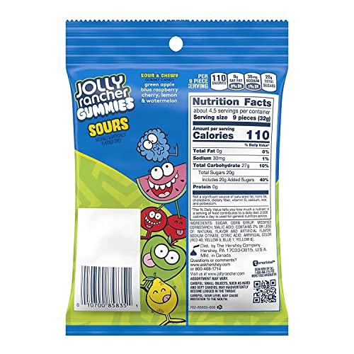 JOLLY RANCHER Gummies Sours Candy, 12 Pack, Blue & Green, 1692g