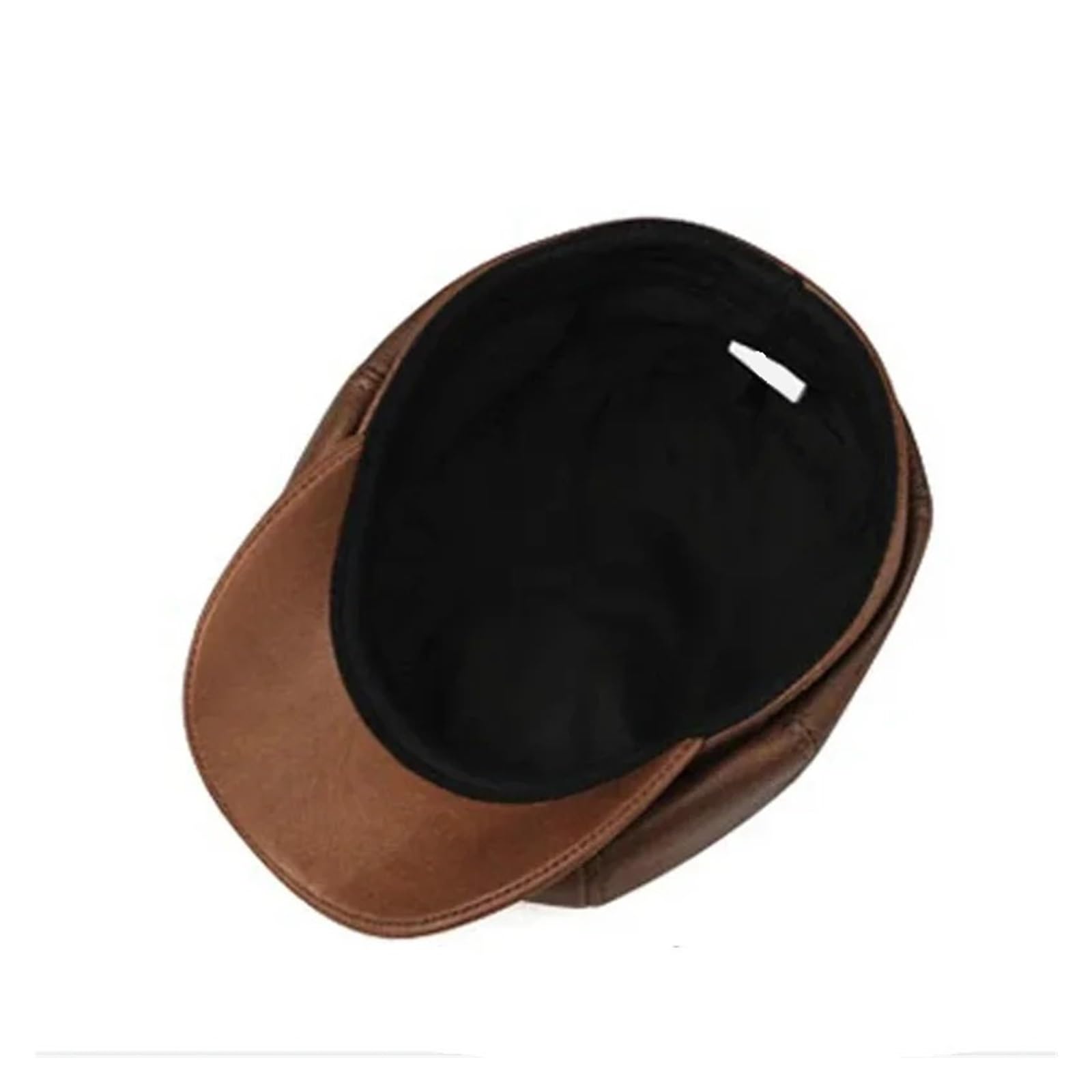 Retro Brown Hats Men Spring/Winter 100% Real Leather Warm Cap Male Beret Painter Boina Cowhide Octagonal
